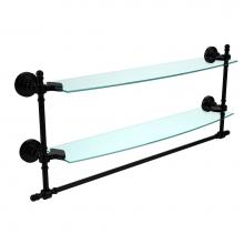 Allied Brass RW-34TB/24-BKM - Retro Wave Collection 24 Inch Two Tiered Glass Shelf with Integrated Towel Bar