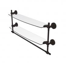 Allied Brass RW-34TB/24-ORB - Retro Wave Collection 24 Inch Two Tiered Glass Shelf with Integrated Towel Bar