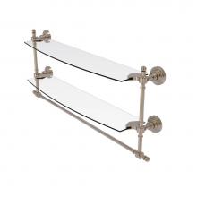 Allied Brass RW-34TB/24-PEW - Retro Wave Collection 24 Inch Two Tiered Glass Shelf with Integrated Towel Bar