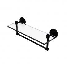 Allied Brass TA-1TB/16-BKM - Tango Collection 16 Inch Glass Vanity Shelf with Integrated Towel Bar