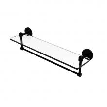 Allied Brass TA-1TB/22-BKM - Tango Collection 22 Inch Glass Vanity Shelf with Integrated Towel Bar
