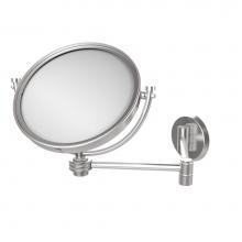 Allied Brass WM-6D/2X-SCH - 8 Inch Wall Mounted Extending Make-Up Mirror 2X Magnification with Dotted Accent