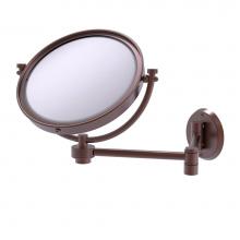 Allied Brass WM-6G/2X-CA - 8 Inch Wall Mounted Extending Make-Up Mirror 2X Magnification with Groovy Accent