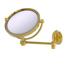 Allied Brass WM-6G/3X-PB - 8 Inch Wall Mounted Extending Make-Up Mirror 3X Magnification with Groovy Accent