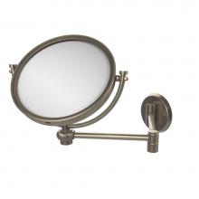 Allied Brass WM-6T/2X-PEW - 8 Inch Wall Mounted Extending Make-Up Mirror 2X Magnification with Twist Accent