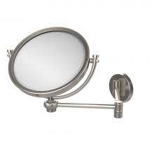 Allied Brass WM-6T/2X-SN - 8 Inch Wall Mounted Extending Make-Up Mirror 2X Magnification with Twist Accent