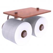 Allied Brass WP-24-2S-IRW-CA - Waverly Place Collection 2 Roll Toilet Paper Holder with Wood Shelf - Antique Copper