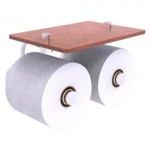 Allied Brass WP-24-2S-IRW-SCH - Waverly Place Collection 2 Roll Toilet Paper Holder with Wood Shelf - Satin Chrome