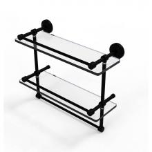 Allied Brass WP-2TB/16-GAL-BKM - 16 Inch Gallery Double Glass Shelf with Towel Bar