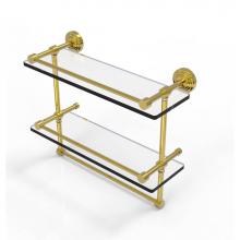 Allied Brass WP-2TB/16-GAL-PB - 16 Inch Gallery Double Glass Shelf with Towel Bar