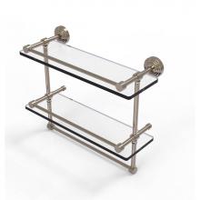 Allied Brass WP-2TB/16-GAL-PEW - 16 Inch Gallery Double Glass Shelf with Towel Bar