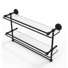 Allied Brass WP-2TB/22-GAL-ORB - 22 Inch Gallery Double Glass Shelf with Towel Bar