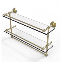 Allied Brass WP-2TB/22-GAL-SBR - 22 Inch Gallery Double Glass Shelf with Towel Bar