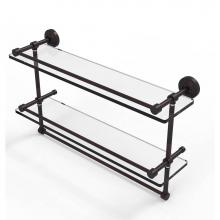 Allied Brass WP-2TB/22-GAL-VB - 22 Inch Gallery Double Glass Shelf with Towel Bar