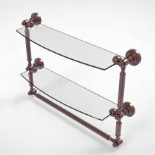 Allied Brass WP-34TB/18-CA - Waverly Place Collection 18 Inch Two Tiered Glass Shelf with Integrated Towel Bar