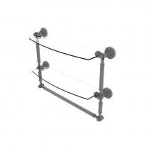 Allied Brass WP-34TB/18-GYM - Waverly Place Collection 18 Inch Two Tiered Glass Shelf with Integrated Towel Bar