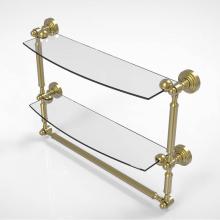 Allied Brass WP-34TB/18-SBR - Waverly Place Collection 18 Inch Two Tiered Glass Shelf with Integrated Towel Bar