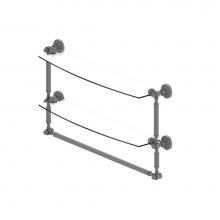 Allied Brass WP-34TB/24-GYM - Waverly Place Collection 24 Inch Two Tiered Glass Shelf with Integrated Towel Bar