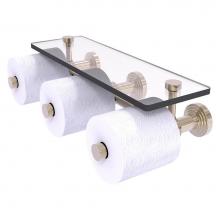 Allied Brass WP-35-3S-PEW - Waverly Place Collection Horizontal Reserve 3 Roll Toilet Paper Holder with Glass Shelf - Antique