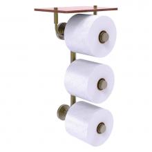 Allied Brass WP-35-3VS-IRW-ABR - Waverly Place Collection 3 Roll Toilet Paper Holder with Wood Shelf - Antique Brass