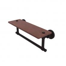 Allied Brass WS-1TB-16-IRW-ORB - Washington Square Collection 16 Inch Solid IPE Ironwood Shelf with Integrated Towel Bar