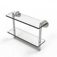 Allied Brass WS-2TB/16-SN - Washington Square Collection 16 Inch Two Tiered Glass Shelf with Integrated Towel Bar