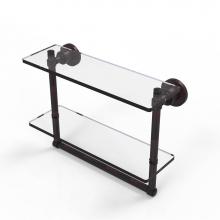 Allied Brass WS-2TB/16-VB - Washington Square Collection 16 Inch Two Tiered Glass Shelf with Integrated Towel Bar