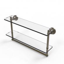 Allied Brass WS-2TB/22-ABR - Washington Square Collection 22 Inch Two Tiered Glass Shelf with Integrated Towel Bar