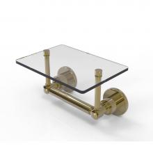 Allied Brass WS-GLT-24-UNL - Washington Square Collection Two Post Toilet Tissue Holder with Glass Shelf