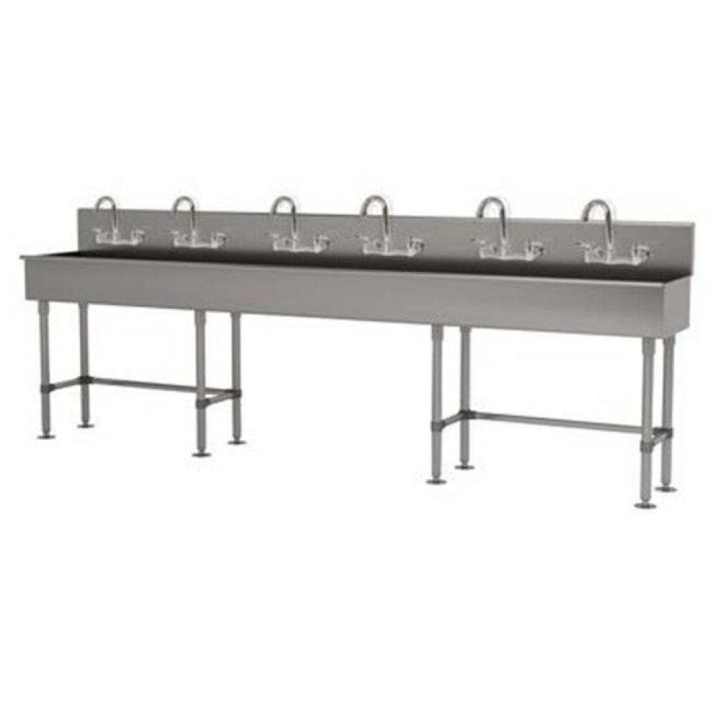 Multiwash Hand Sink With Stainless Steel Legs And Flanged Feet