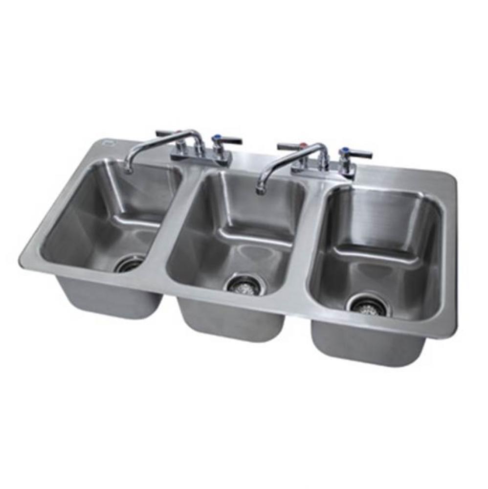 Drop-In Sink, 3-compartment