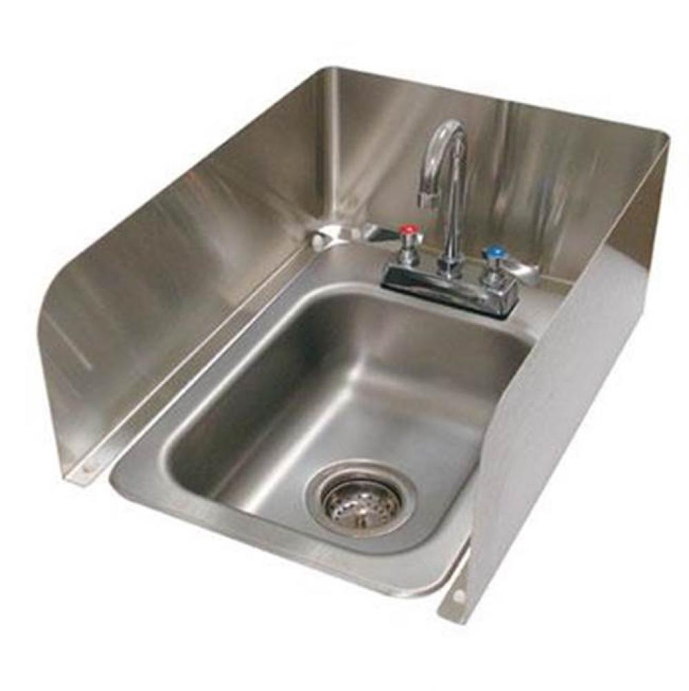 Removable 3-sided splash for counter-mount drop in sink, 8'' tall