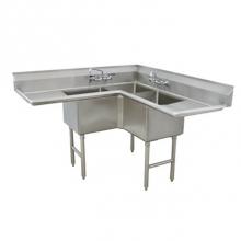 Advance Tabco FC-K6-18D - Fabricated NSF Corner Sink, 3-compartment L shaped