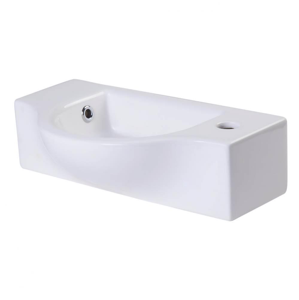 Small White Wall Mounted Ceramic Bathroom Sink Basin