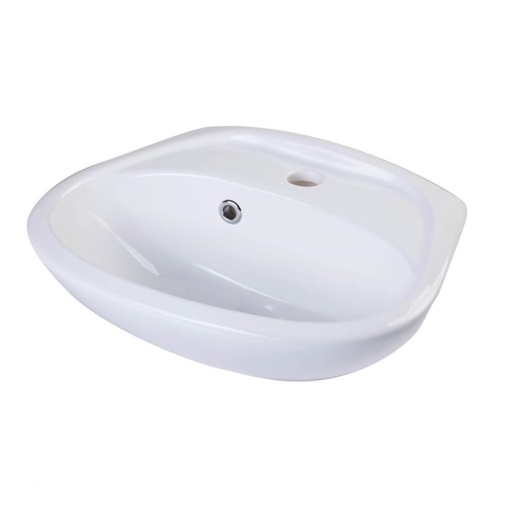 White Small Porcelain Wall Mount Basin with Overflow