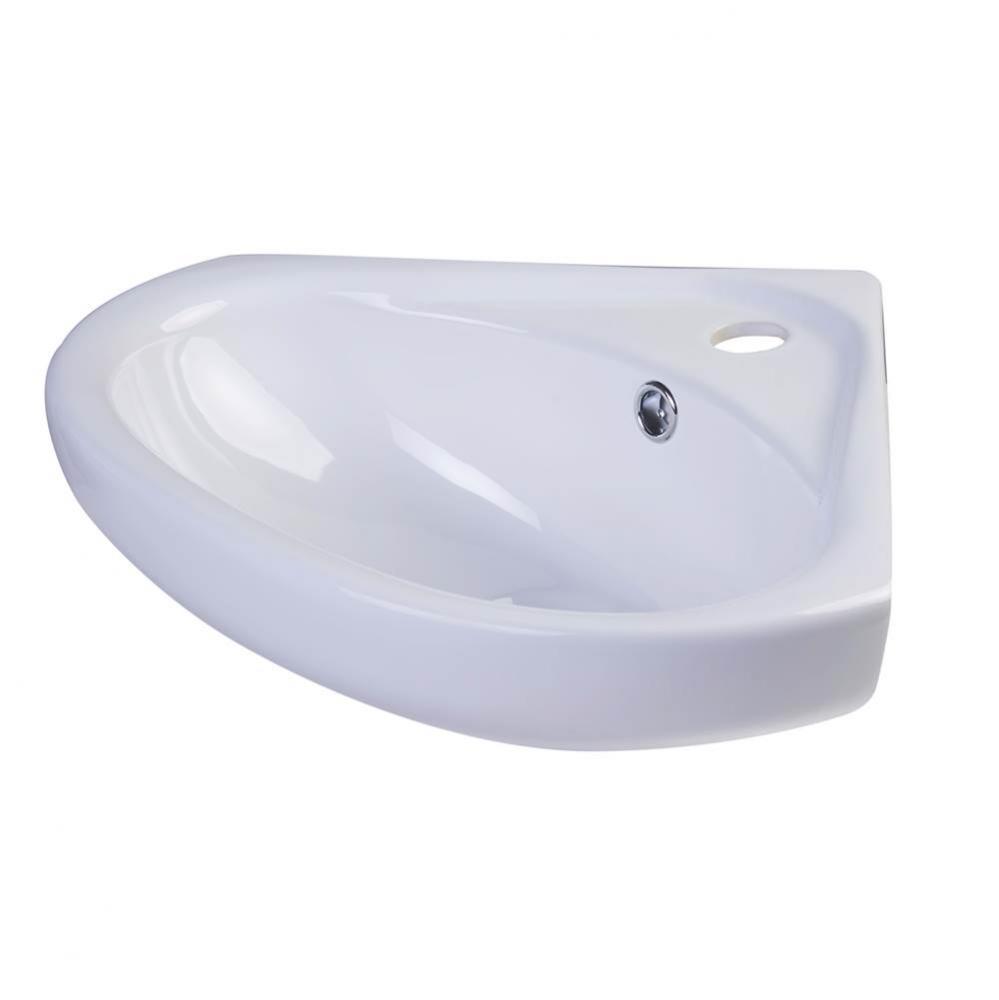 18'' White Corner Porcelain Wall Mounted Bath Sink