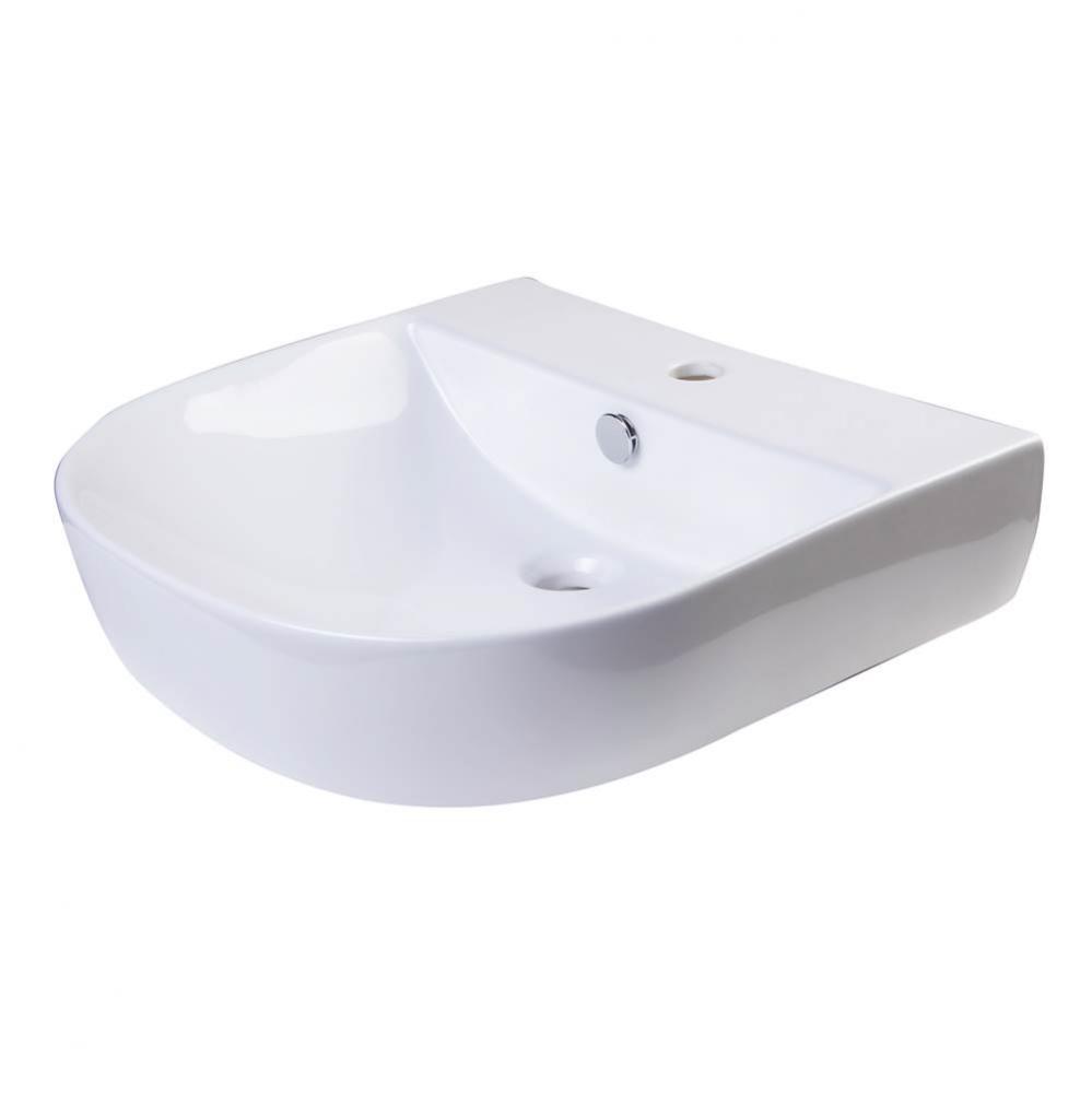 20'' White D-Bowl Porcelain Wall Mounted Bath Sink