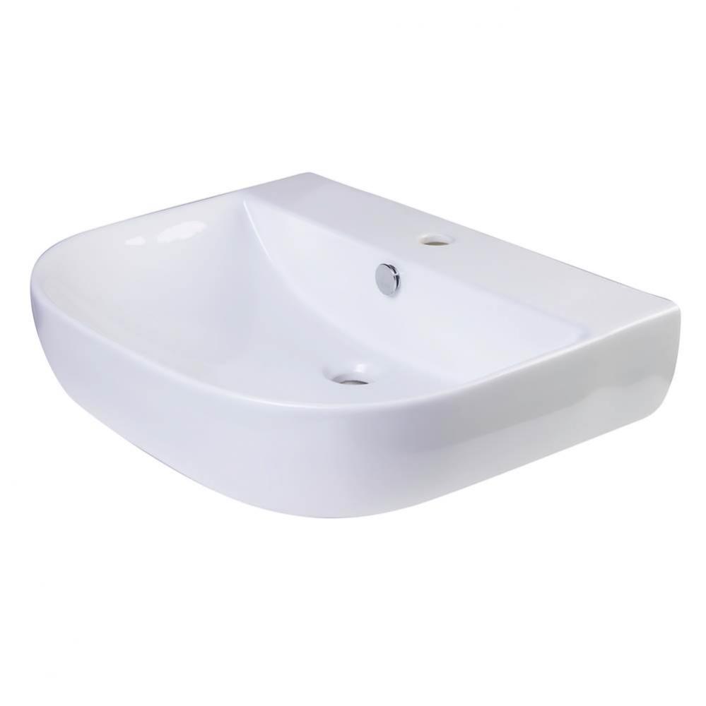 24'' White D-Bowl Porcelain Wall Mounted Bath Sink