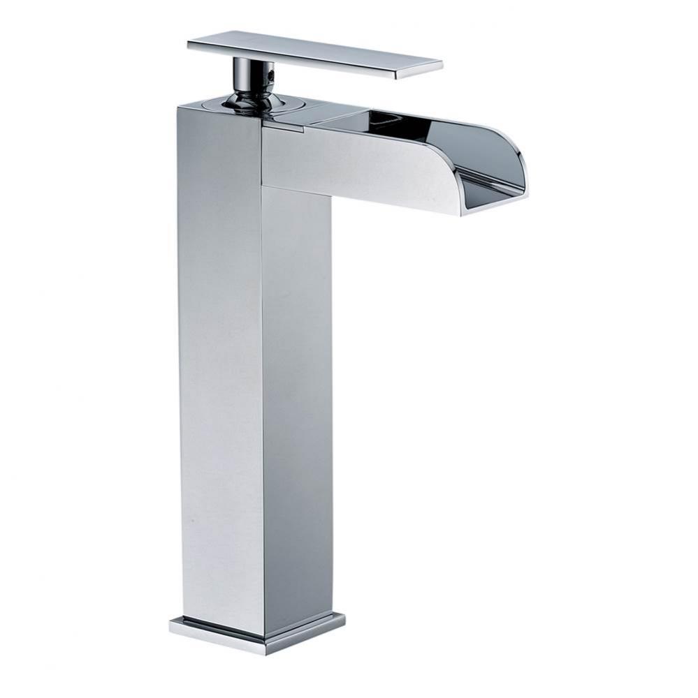 Polished Chrome Single Hole Tall Waterfall Bathroom Faucet