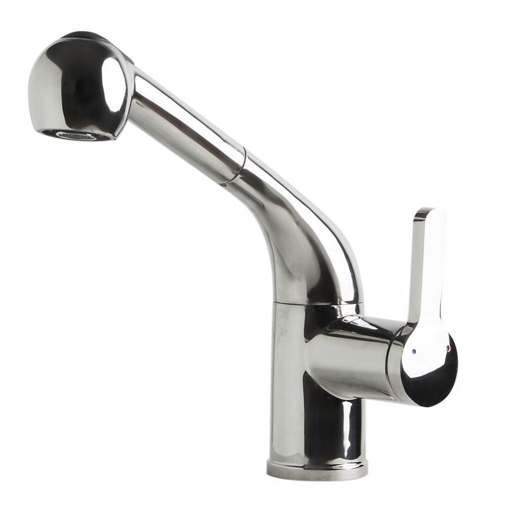 Solid Polished Stainless Steel Pull Out Single Hole Kitchen Faucet