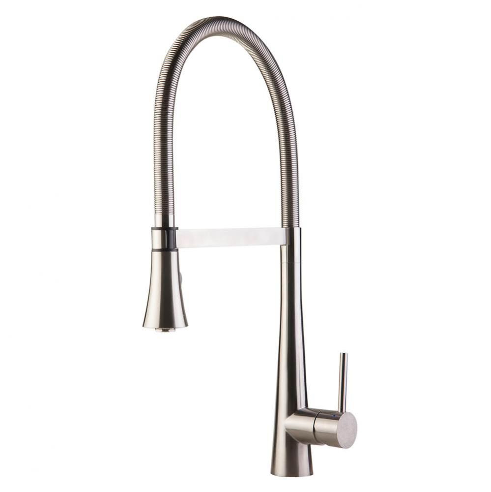 Brushed Gooseneck Single Hole Faucet with Spray Head