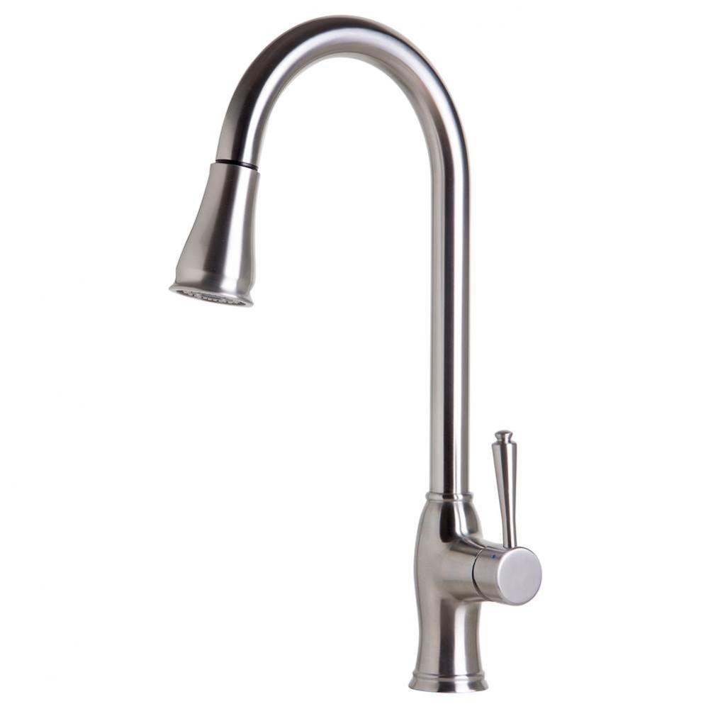 Traditional Solid Brushed Stainless Steel Pull Down Kitchen Faucet