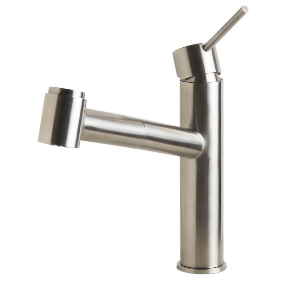 Brushed Stainless Steel Kitchen Faucet /w Pull-Out Spray