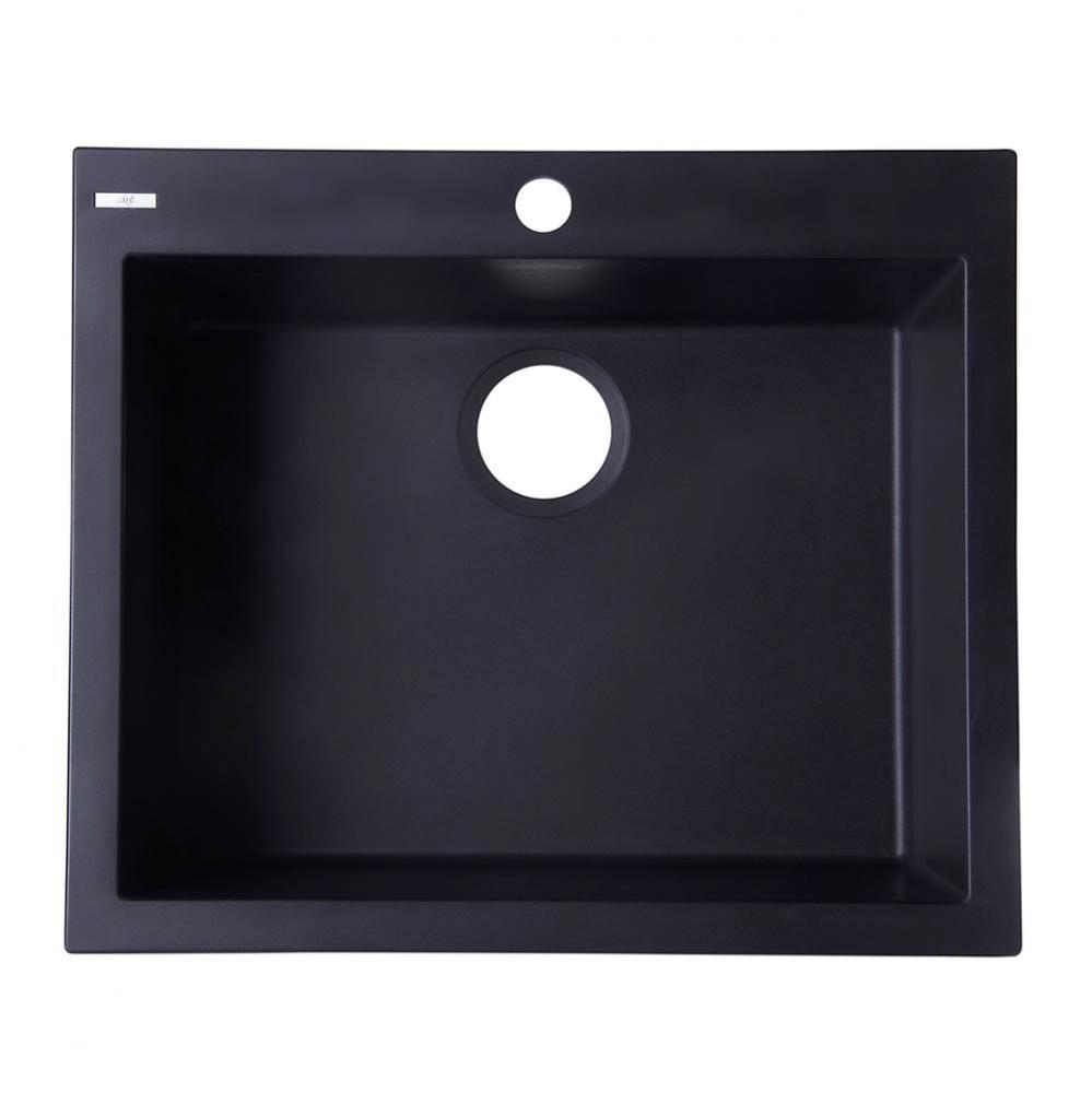 Black 24'' Drop-In Single Bowl Granite Composite Kitchen Sink