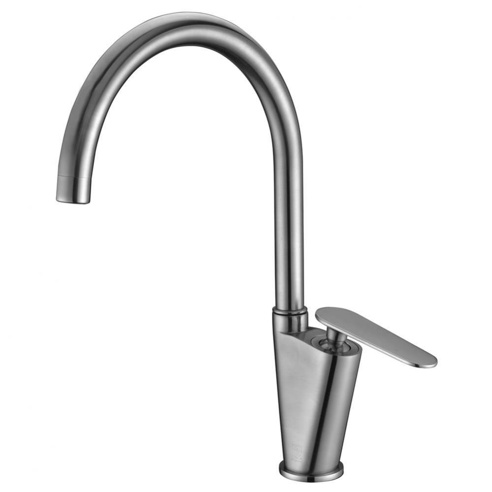 Brushed Nickel Gooseneck Single Hole Bathroom Faucet