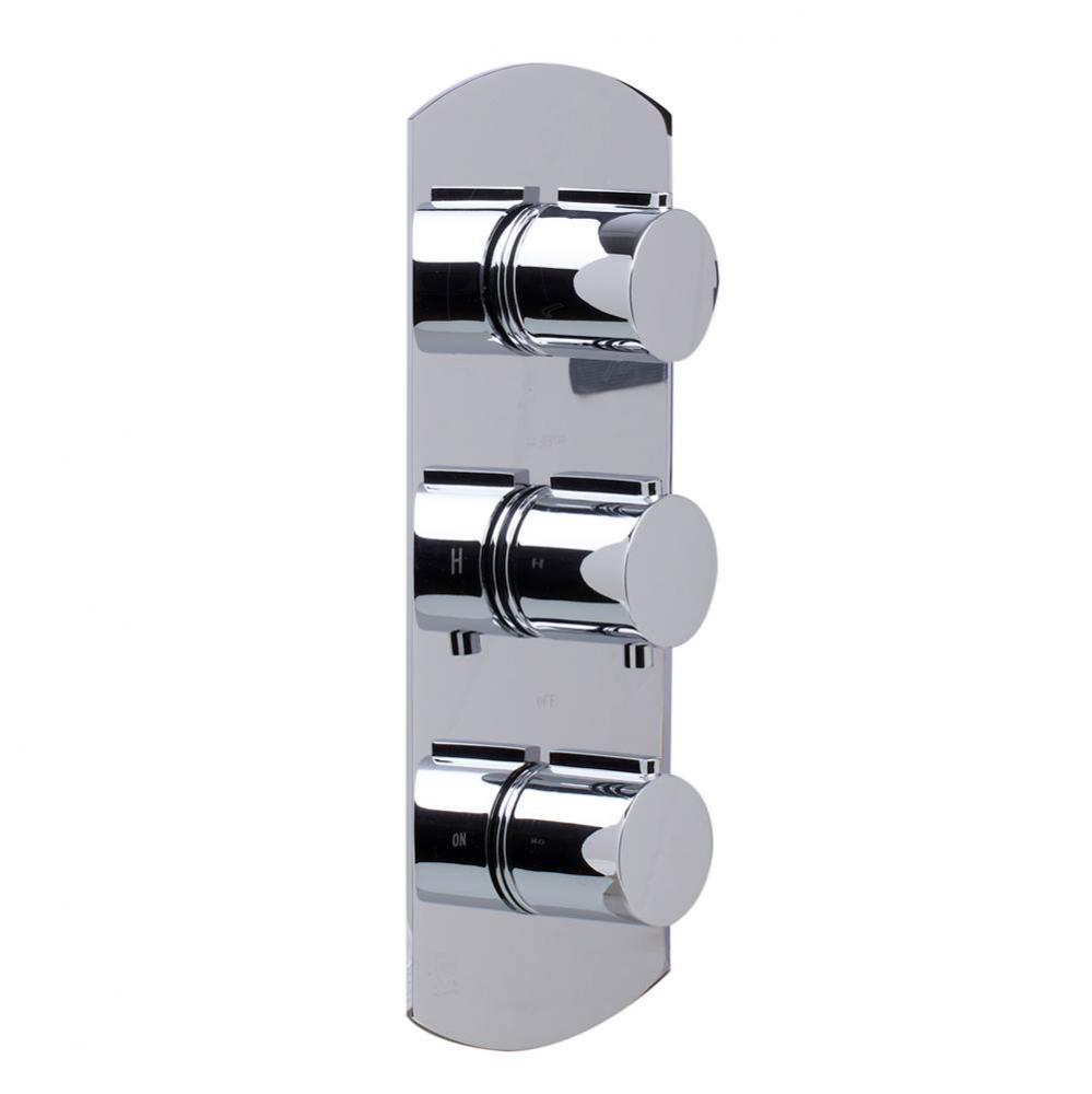 Polished Chrome Concealed 3-Way Thermostatic Valve Shower Mixer Round Knobs