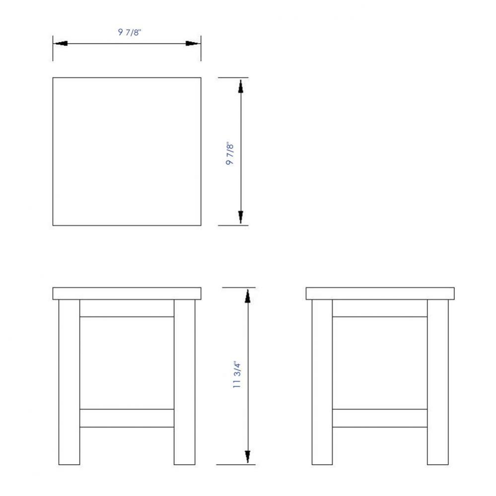 10''x10'' Square Wooden Bench/Stool Multi-Purpose Accessory