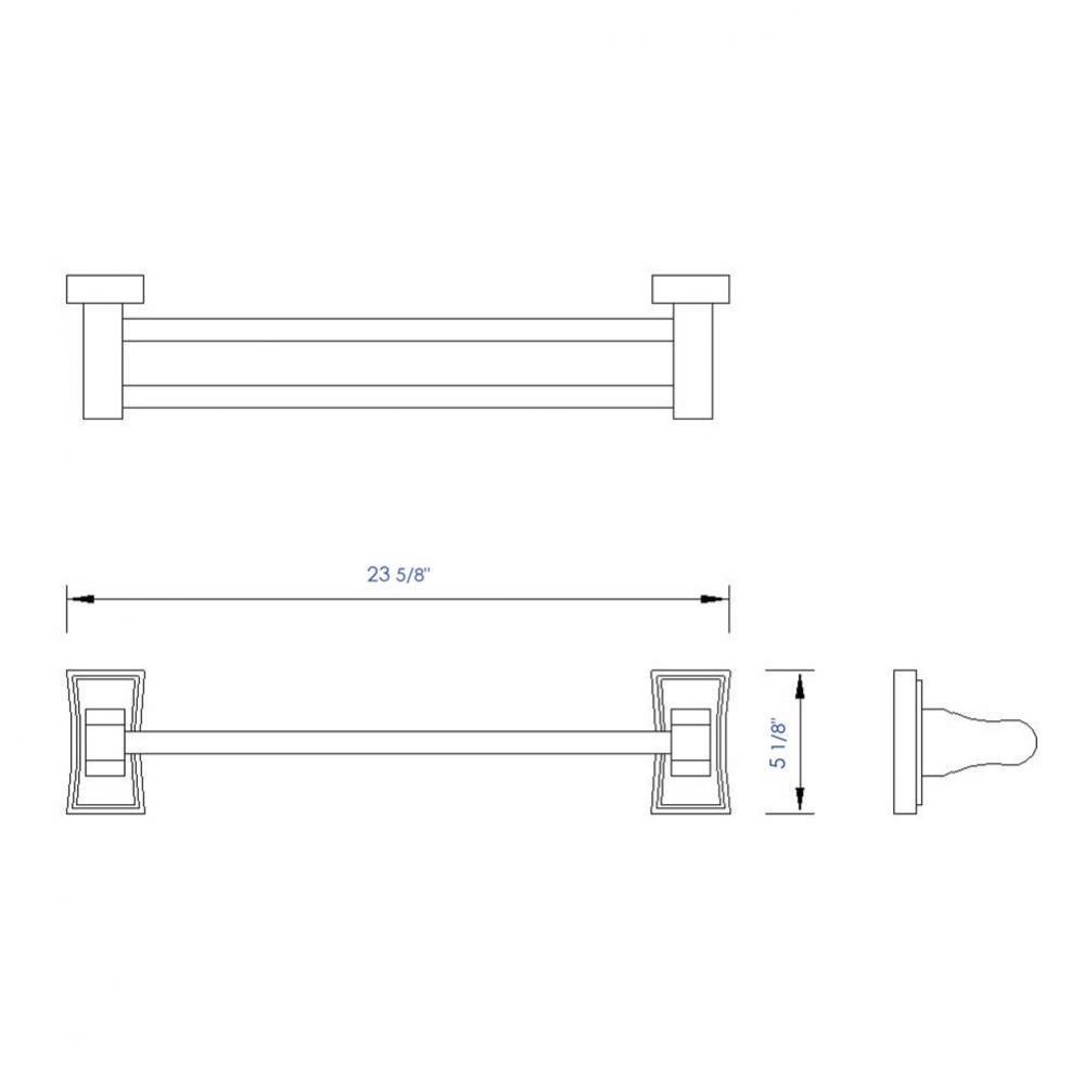 24'' Double Rack Wooden Towel Bar Bathroom Accessory