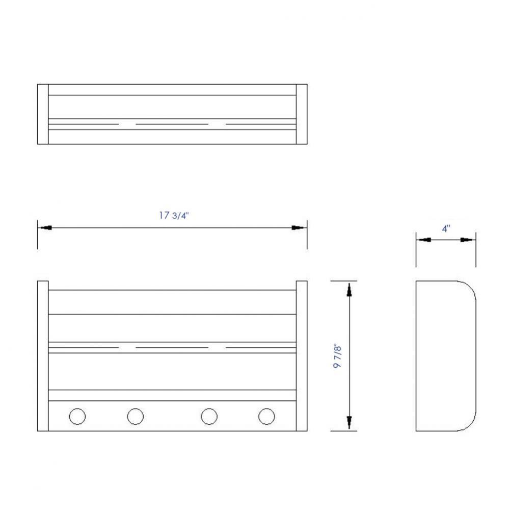 18'' Wall Mounted Wooden Shelf & Hooks Bathroom Accessory