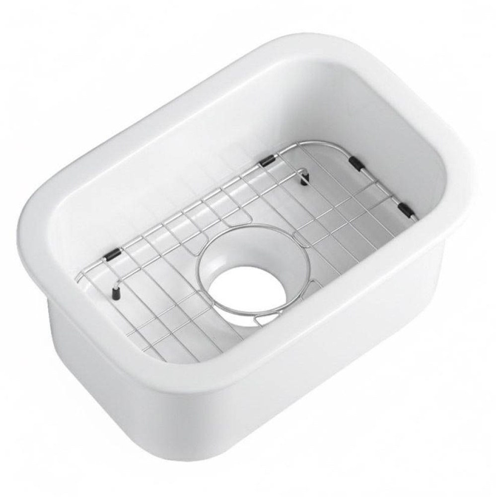 Small 13''x19'' Rectangle Fireclay Undermount or Drop In Prep Sink w Grid Incl